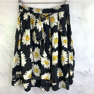 Vintage 60s 70s Motif Sunflower Circle Skirt S Yellow Black Novelty Artsy Whimsy
